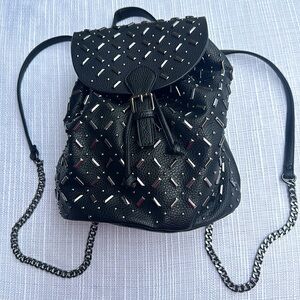 ♣️New Charming Charlies Black & Silver studded Chained BackPack. Unused!